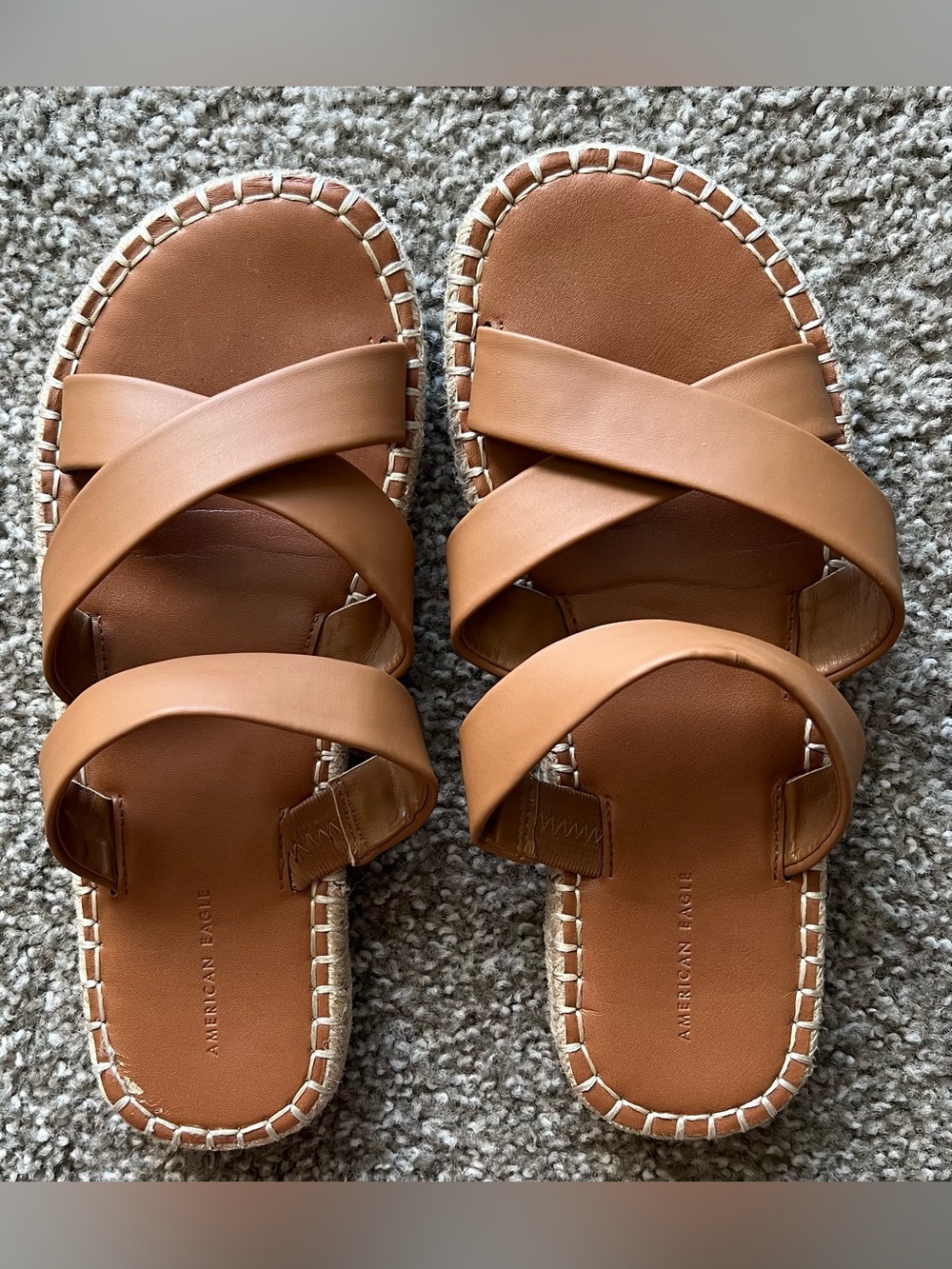 American Eagle Outfitters Tan Crossover Strap Slide Sandals